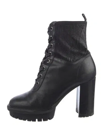 Pre-owned Gianvito Rossi Leather Combat Boots In Black