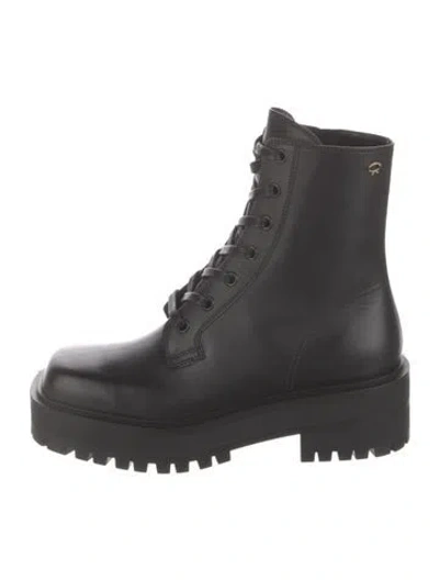 Pre-owned Gianvito Rossi Leather Combat Boots In Black