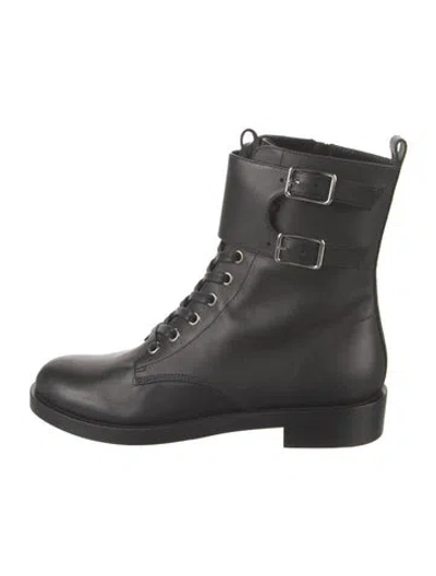 Pre-owned Gianvito Rossi Leather Combat Boots In Black
