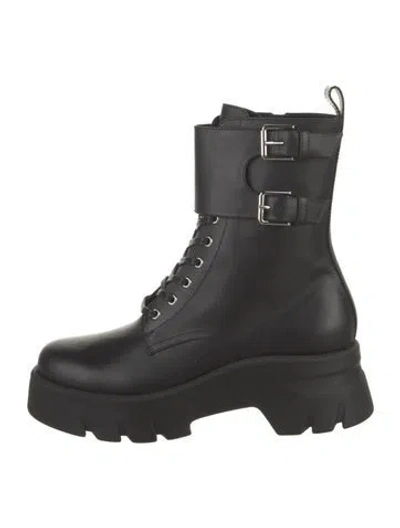 Pre-owned Gianvito Rossi Leather Combat Boots In Black
