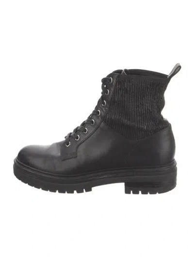 Pre-owned Gianvito Rossi Leather Combat Boots In Black