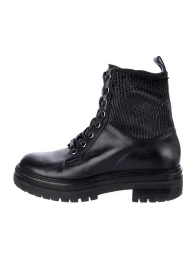 Pre-owned Gianvito Rossi Leather Combat Boots In Black