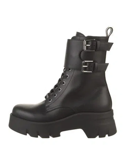 Pre-owned Gianvito Rossi Leather Combat Boots In Black