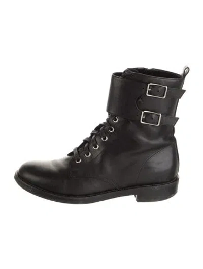 Pre-owned Gianvito Rossi Leather Combat Boots In Black