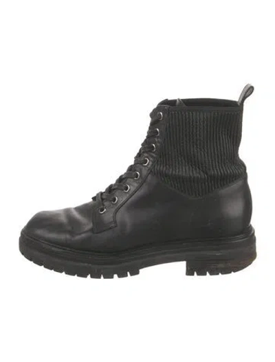 Pre-owned Gianvito Rossi Leather Combat Boots In Black