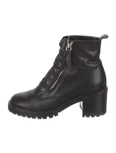Pre-owned Gianvito Rossi Leather Combat Boots In Black