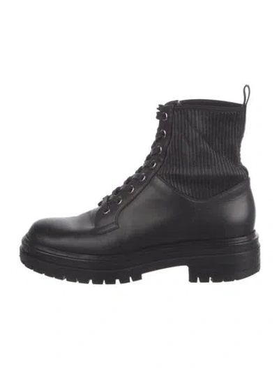 Pre-owned Gianvito Rossi Leather Combat Boots In Black