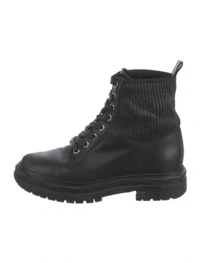 Pre-owned Gianvito Rossi Leather Combat Boots In Black