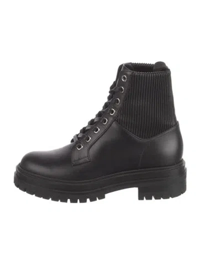 Pre-owned Gianvito Rossi Leather Combat Boots In Black
