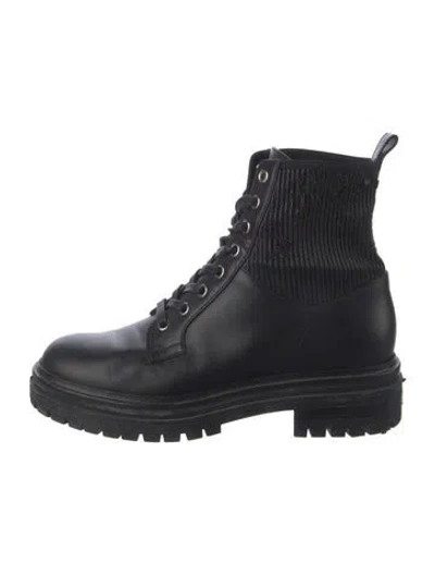 Pre-owned Gianvito Rossi Leather Combat Boots In Black