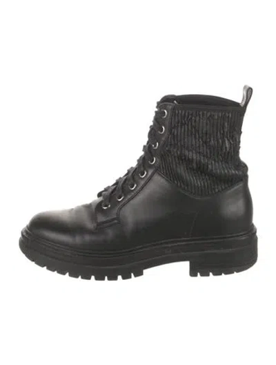 Pre-owned Gianvito Rossi Leather Combat Boots In Black