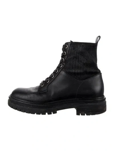 Pre-owned Gianvito Rossi Leather Combat Boots In Black