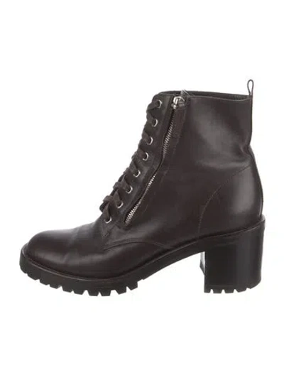 Pre-owned Gianvito Rossi Leather Combat Boots In Black