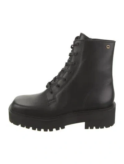 Pre-owned Gianvito Rossi Leather Combat Boots In Black