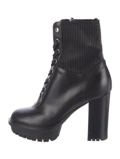Pre-owned Gianvito Rossi Leather Combat Boots In Black