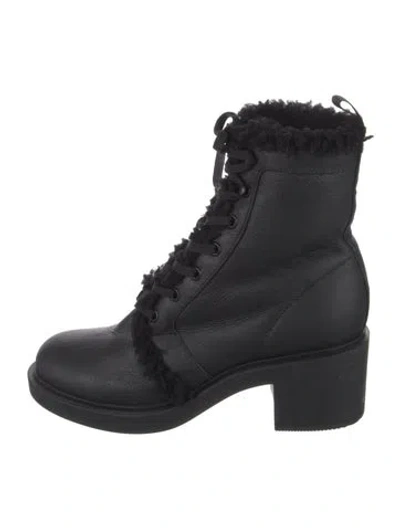 Pre-owned Gianvito Rossi Leather Combat Boots In Black