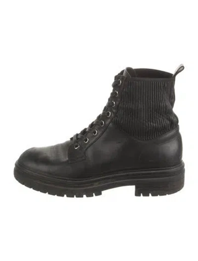 Pre-owned Gianvito Rossi Leather Combat Boots In Black