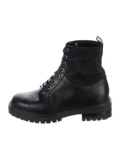 Pre-owned Gianvito Rossi Leather Combat Boots In Black