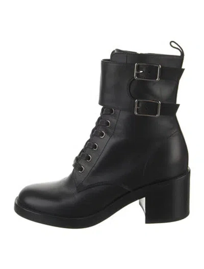 Pre-owned Gianvito Rossi Leather Combat Boots In Black