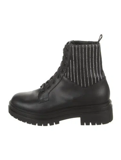 Pre-owned Gianvito Rossi Leather Combat Boots In Black