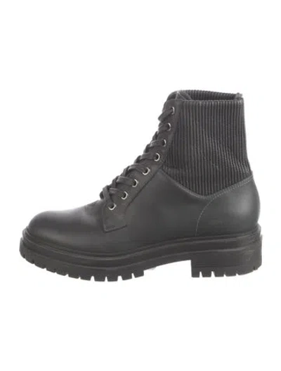 Pre-owned Gianvito Rossi Leather Combat Boots In Black