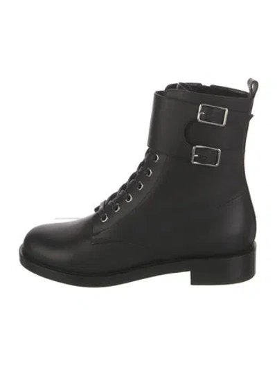 Pre-owned Gianvito Rossi Leather Combat Boots W/ Tags In Black