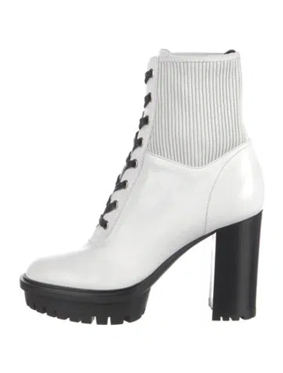 Pre-owned Gianvito Rossi Leather Combat Boots In White