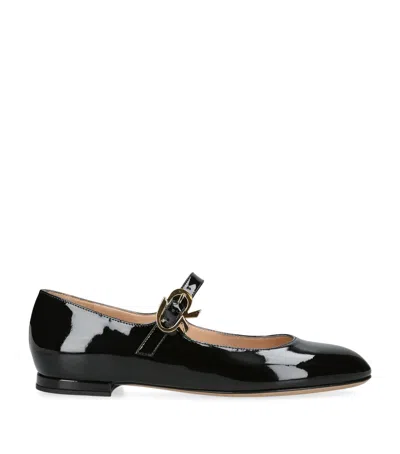 Gianvito Rossi Mary Ribbon Patent Leather Ballet Flats In Black
