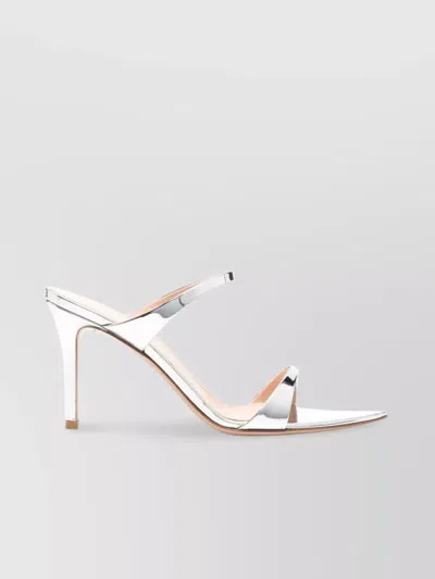Gianvito Rossi Leather Covered Heel Sandals In White