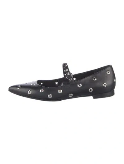 Pre-owned Gianvito Rossi Leather Cutout Accent Ballet Flats In Black