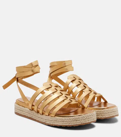 Gianvito Rossi Leather Espadrille Sandals In Brown
