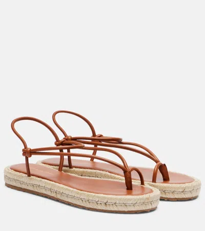 Gianvito Rossi Nappa Leather Espadrille Thong Sandals In Brown
