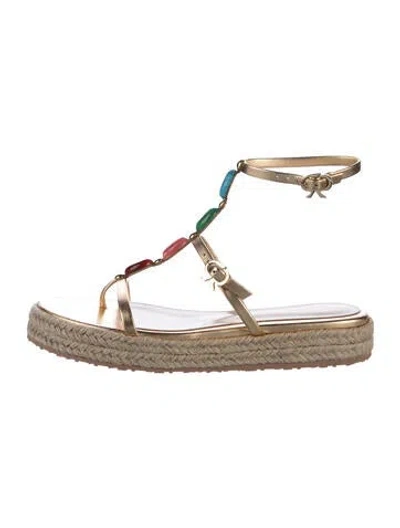 Pre-owned Gianvito Rossi Leather Espadrilles In Gold
