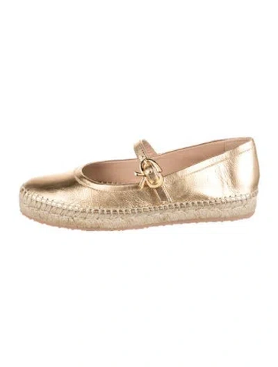 Pre-owned Gianvito Rossi Leather Espadrilles In Gold