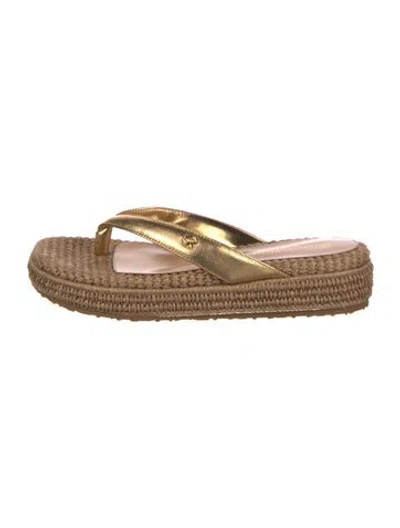 Pre-owned Gianvito Rossi Leather Espadrilles W/ Tags In Gold