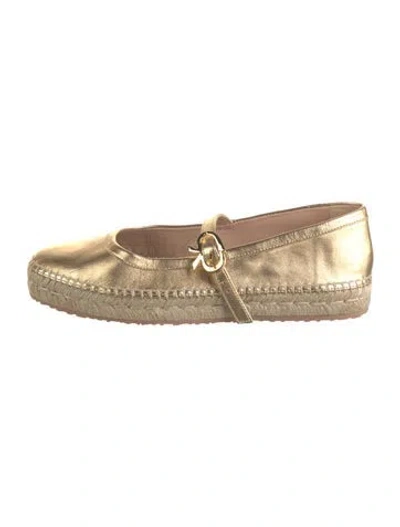 Pre-owned Gianvito Rossi Leather Espadrilles W/ Tags In Gold