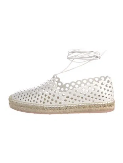 Pre-owned Gianvito Rossi Leather Eyelet Trim Espadrilles In Neutral
