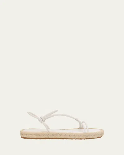 Gianvito Rossi Leather Flat Espadrille Sandals In White