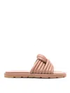 Gianvito Rossi Knotted Napa Flat Slide Sandals In Beige
