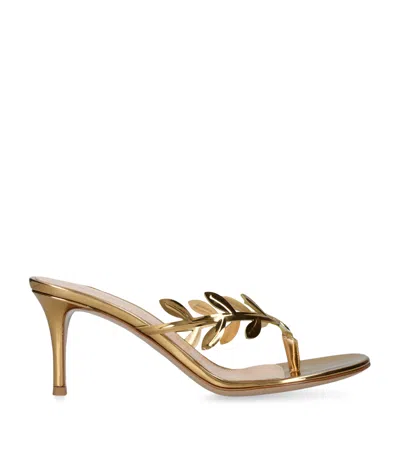 Gianvito Rossi Leather Flavia Heeled Sandals 70 In Gold