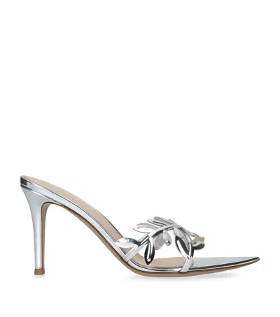 Gianvito Rossi Leather Flavia Heeled Sandals 85 In Silver