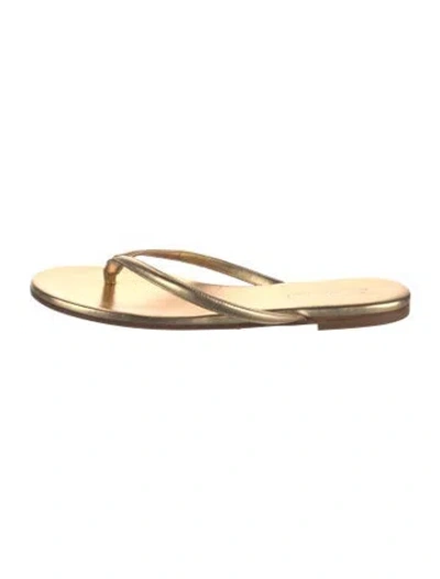 Pre-owned Gianvito Rossi Leather Flip Flops In Gold/metallic
