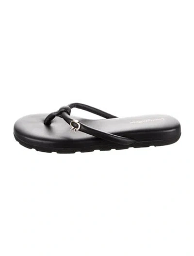 Pre-owned Gianvito Rossi Leather Flip Flops W/ Tags In Black