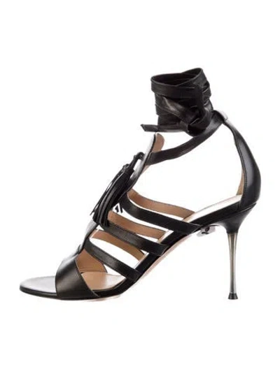 Pre-owned Gianvito Rossi Leather Gladiator Sandals In Black