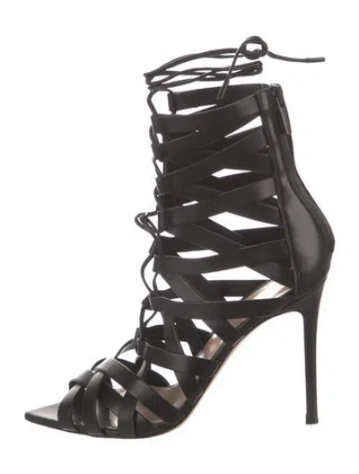 Pre-owned Gianvito Rossi Leather Gladiator Sandals In Black