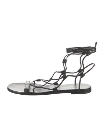 Pre-owned Gianvito Rossi Leather Gladiator Sandals In Black