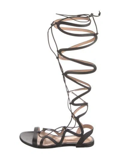 Pre-owned Gianvito Rossi Leather Gladiator Sandals In Black