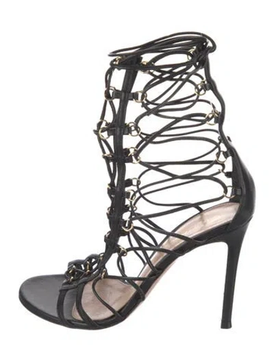 Pre-owned Gianvito Rossi Leather Gladiator Sandals In Black