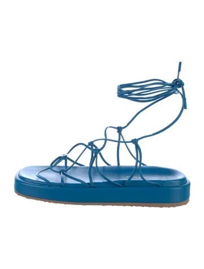 Pre-owned Gianvito Rossi Leather Gladiator Sandals In Blue