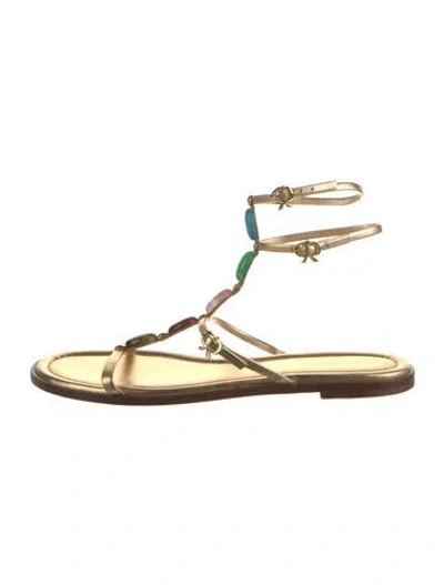Pre-owned Gianvito Rossi Leather Gladiator Sandals In Gold